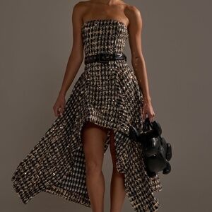 Brand New Akira Pure Royalty High Low Tweed Dress with Sequins